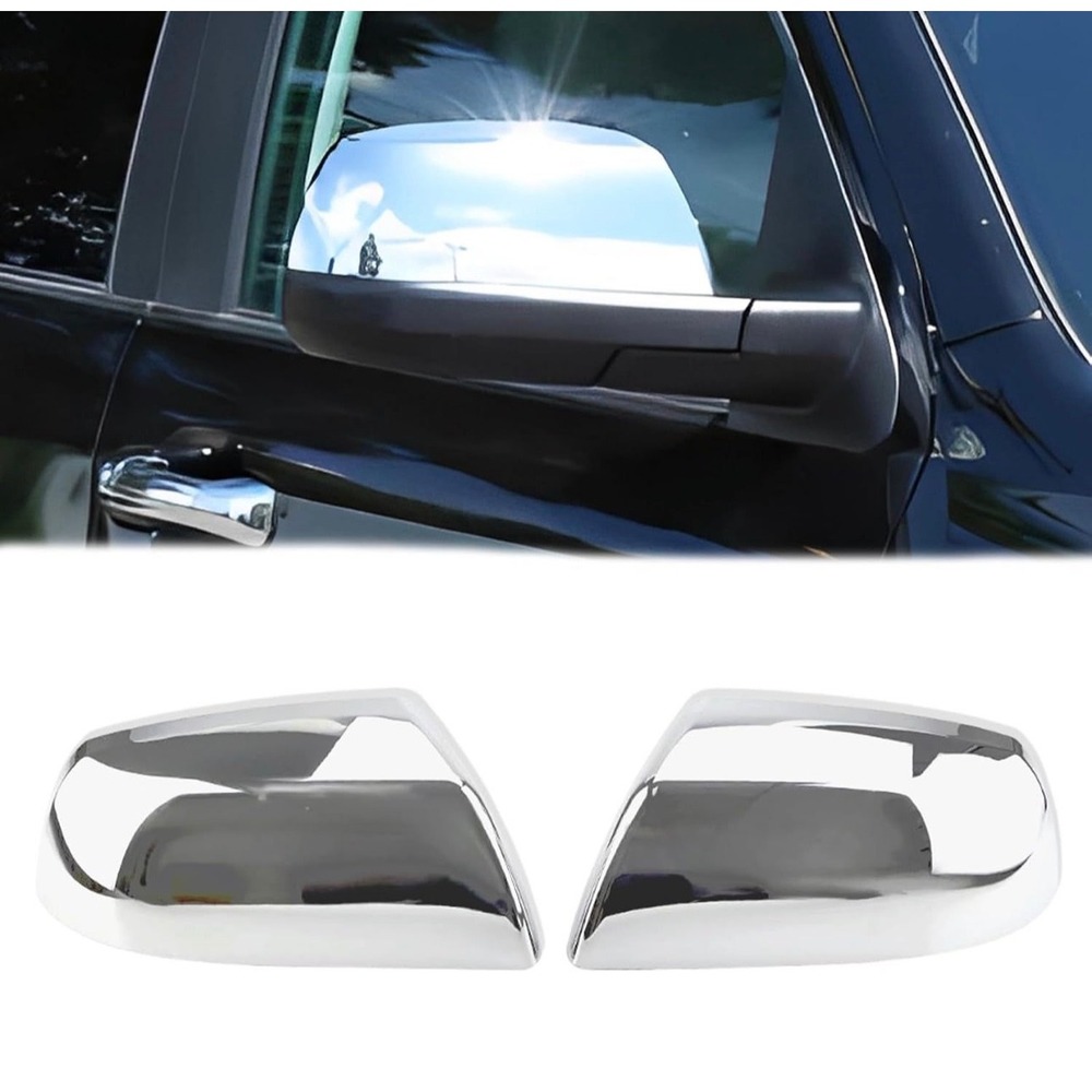 AUCERAMIC Chrome Side Mirror Covers for Toyota Tundra 07-21 Sequoia 10-22 Pair